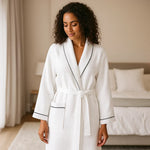 White waffle cotton robe