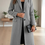 Asta - Women's Long Tailored Wool Coat - Grey