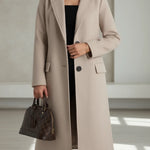 Asta - Women's Long Tailored Wool Coat - Beige