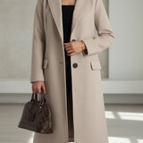 Asta - Women's Long Tailored Wool Coat - Beige