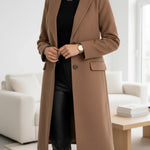 Asta - Women's Long Tailored Wool Coat - Brown
