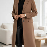 Asta - Women's Long Tailored Wool Coat - Brown