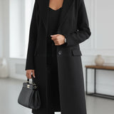 Asta - Women's Long Tailored Wool Coat - Black