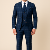 Austin - Men's Windowpane Check Three-Piece Suit Set