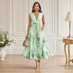Green floral maxi dress
