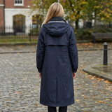 Averie - Women's Packable Hooded Rain Coat with Button Front