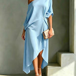 Light blue asymmetric midi dress