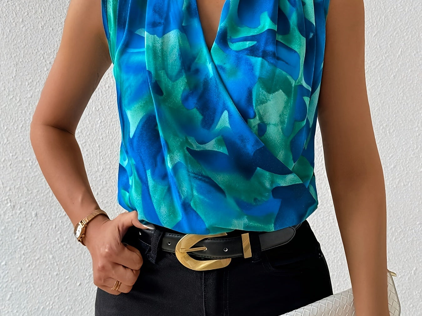 Sleeveless Wrap Blouse full length