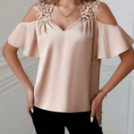 Off-Shoulder Lace-Trim Top styled