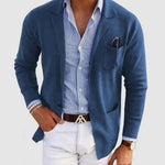 Barnaby - Men's Slim Fit Notch Lapel Blazer - Blue