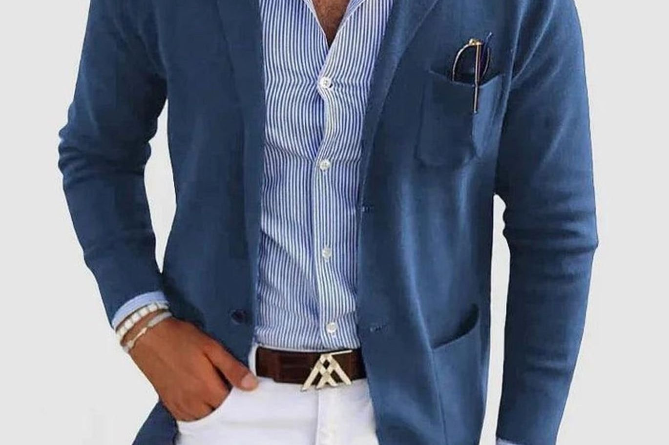 Barnaby - Men's Slim Fit Notch Lapel Blazer - Blue