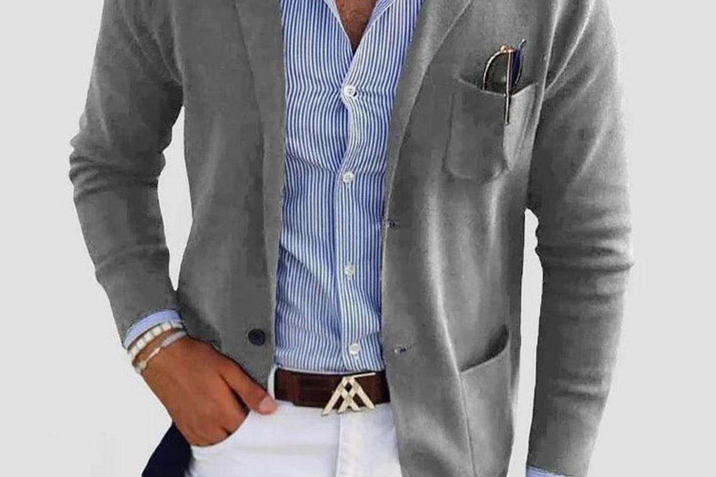 Barnaby - Men's Slim Fit Notch Lapel Blazer - Gray