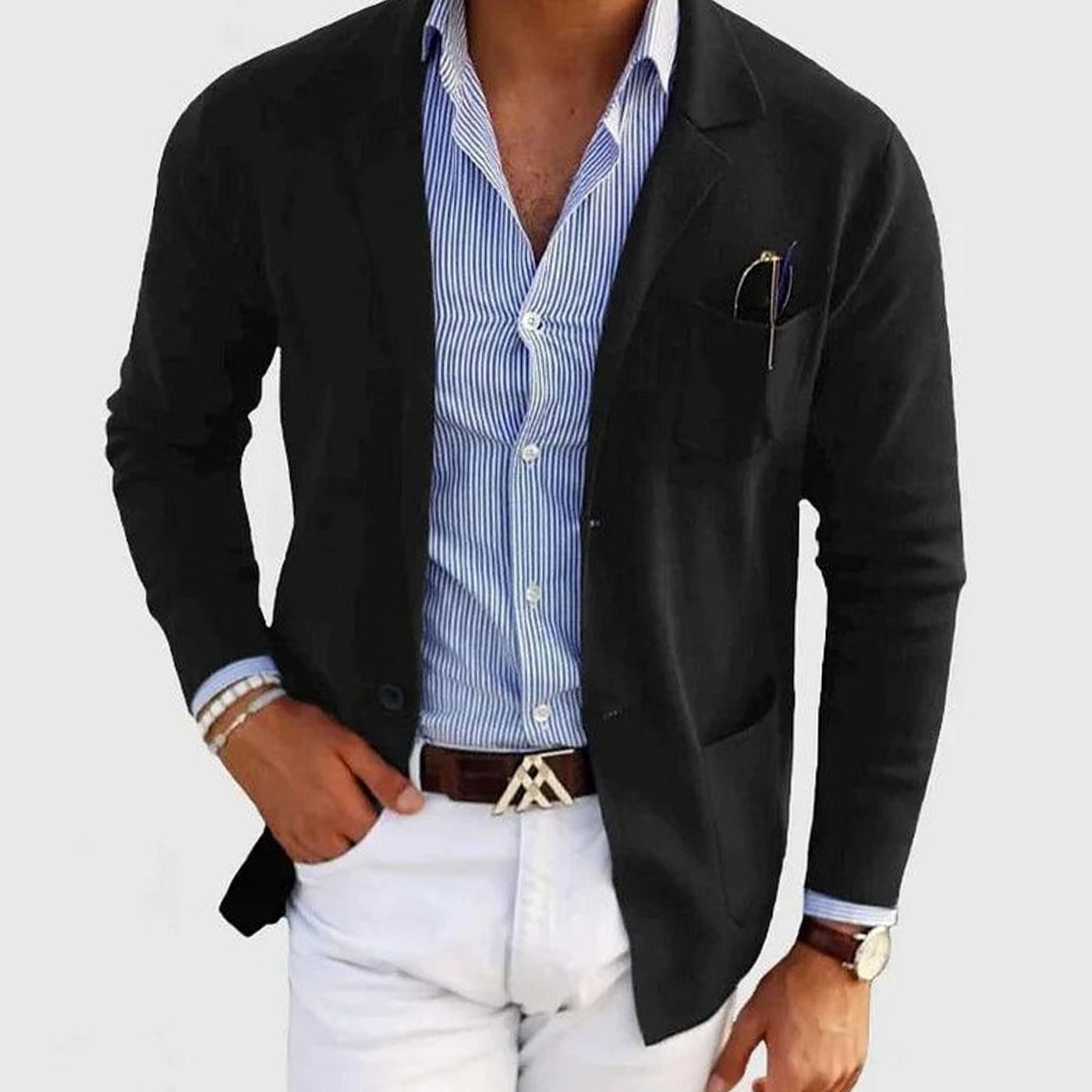 Barnaby - Men's Slim Fit Notch Lapel Blazer - Black