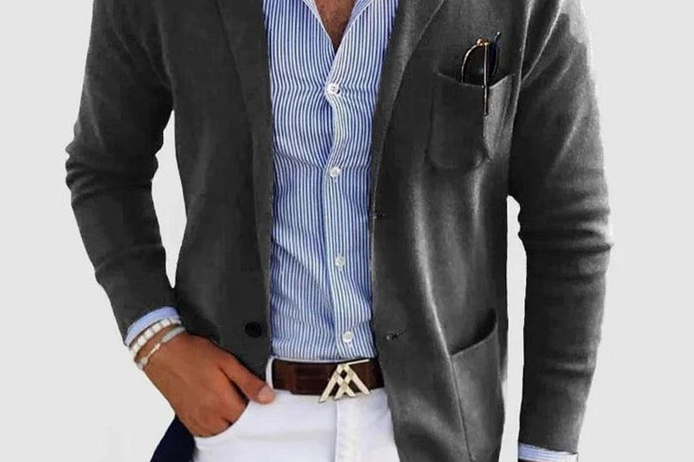 Barnaby - Men's Slim Fit Notch Lapel Blazer - Dark Gray