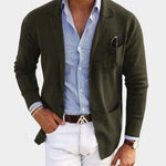 Barnaby - Men's Slim Fit Notch Lapel Blazer - Dark Green