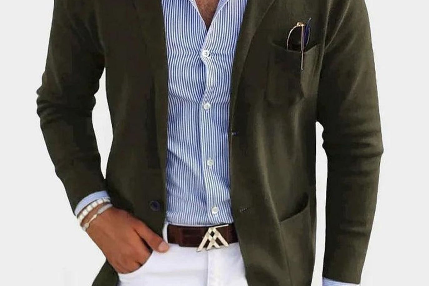 Barnaby - Men's Slim Fit Notch Lapel Blazer - Dark Green