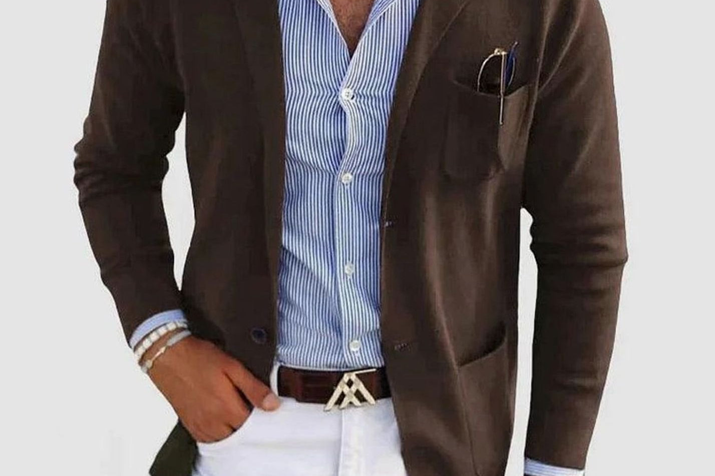 Barnaby - Men's Slim Fit Notch Lapel Blazer - Brown