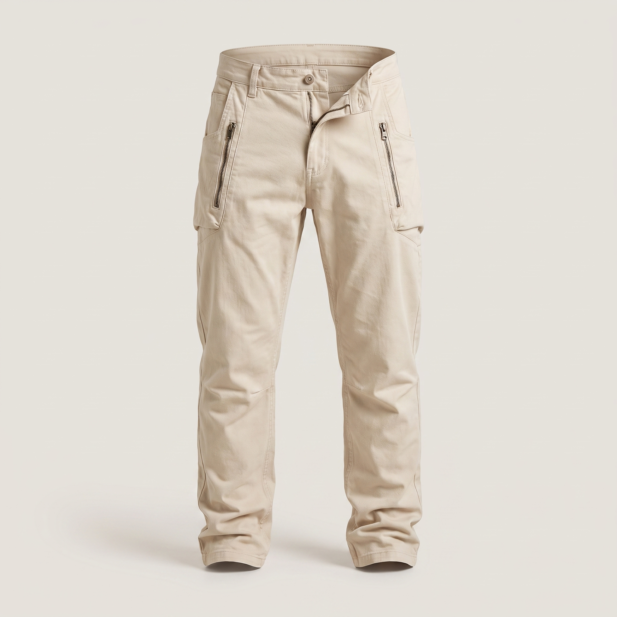 Barrett - Men's Cotton Utility Cargo Pants with Multiple Pockets - Cream