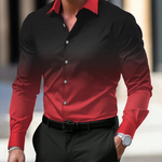 Barry - Men's Long Sleeve Ombre Shirt with Classic Collar - Red