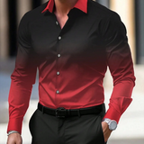 Barry - Men's Long Sleeve Ombre Shirt with Classic Collar - Red