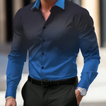 Barry - Men's Long Sleeve Ombre Shirt with Classic Collar - Blue