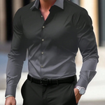 Barry - Men's Long Sleeve Ombre Shirt with Classic Collar - Gray