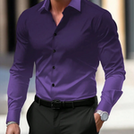 Barry - Men's Long Sleeve Ombre Shirt with Classic Collar - Purple