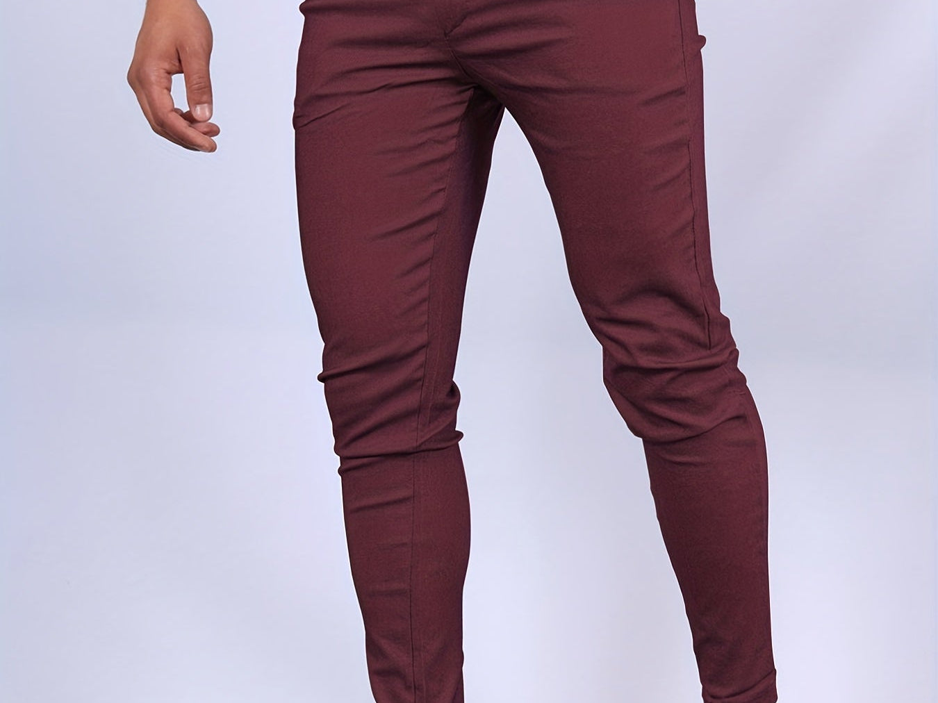 Bastian - Men's Skinny Fit Stretch Chinos - Burgundy