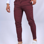 Bastian - Men's Skinny Fit Stretch Chinos - Burgundy