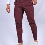 Bastian - Men's Skinny Fit Stretch Chinos - Burgundy