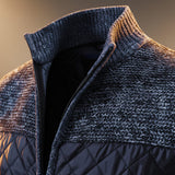 Beckett - Men's Quilted Panel Knit Zip Jacket with Stand Collar