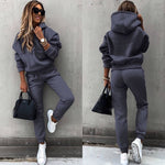 Beth - Women's Two-Piece Jogging Set with Tapered Joggers - Dark Gray