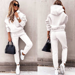 Beth - Women's Two-Piece Jogging Set with Tapered Joggers - White