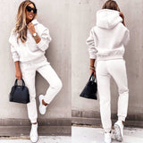 Beth - Women's Two-Piece Jogging Set with Tapered Joggers - White