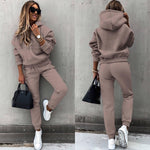 Beth - Women's Two-Piece Jogging Set with Tapered Joggers - Brown