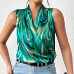 Sleeveless Wrap Blouse - Green