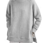 Blathin - Women's Longline Zip-Front Tunic Sweatshirt - Gray
