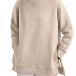 Blathin - Women's Longline Zip-Front Tunic Sweatshirt - Light Apricot