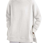 Blathin - Women's Longline Zip-Front Tunic Sweatshirt - White