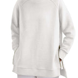 Blathin - Women's Longline Zip-Front Tunic Sweatshirt - White