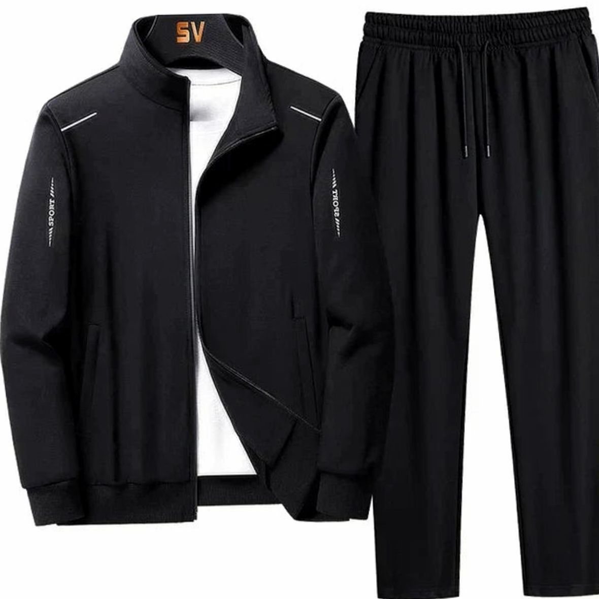 Booker - Men's Zip-Up Jacket and Jogger Tracksuit Set - Black