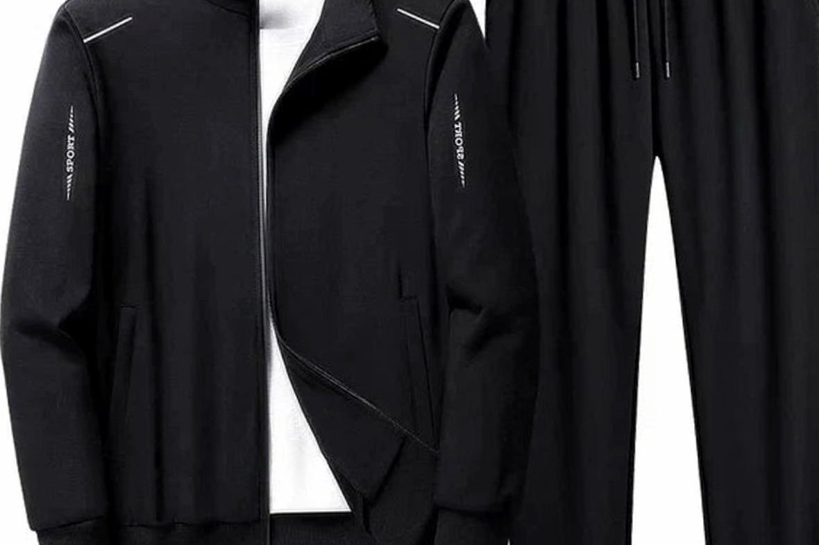 Booker - Men's Zip-Up Jacket and Jogger Tracksuit Set - Black