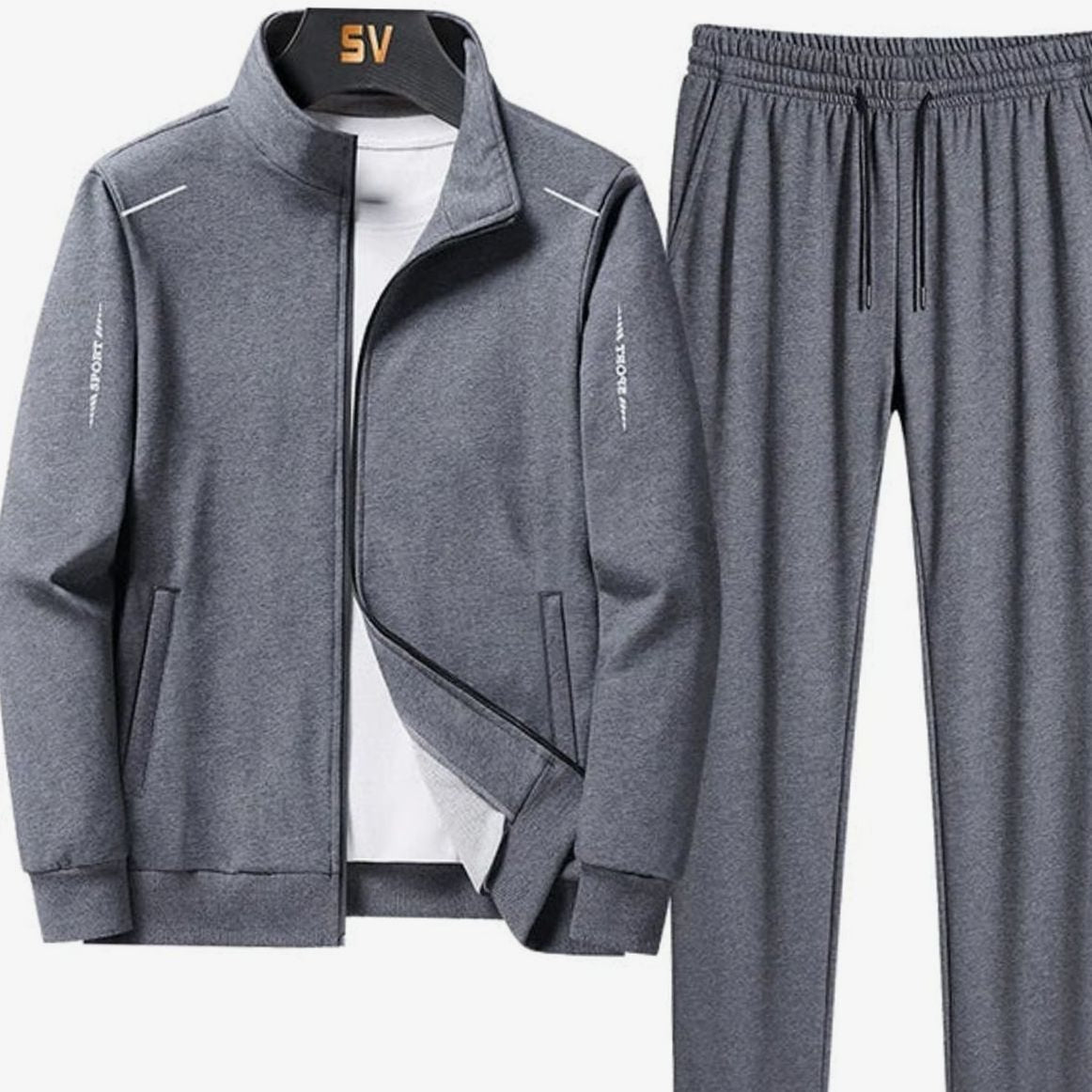 Booker - Men's Zip-Up Jacket and Jogger Tracksuit Set - Grey