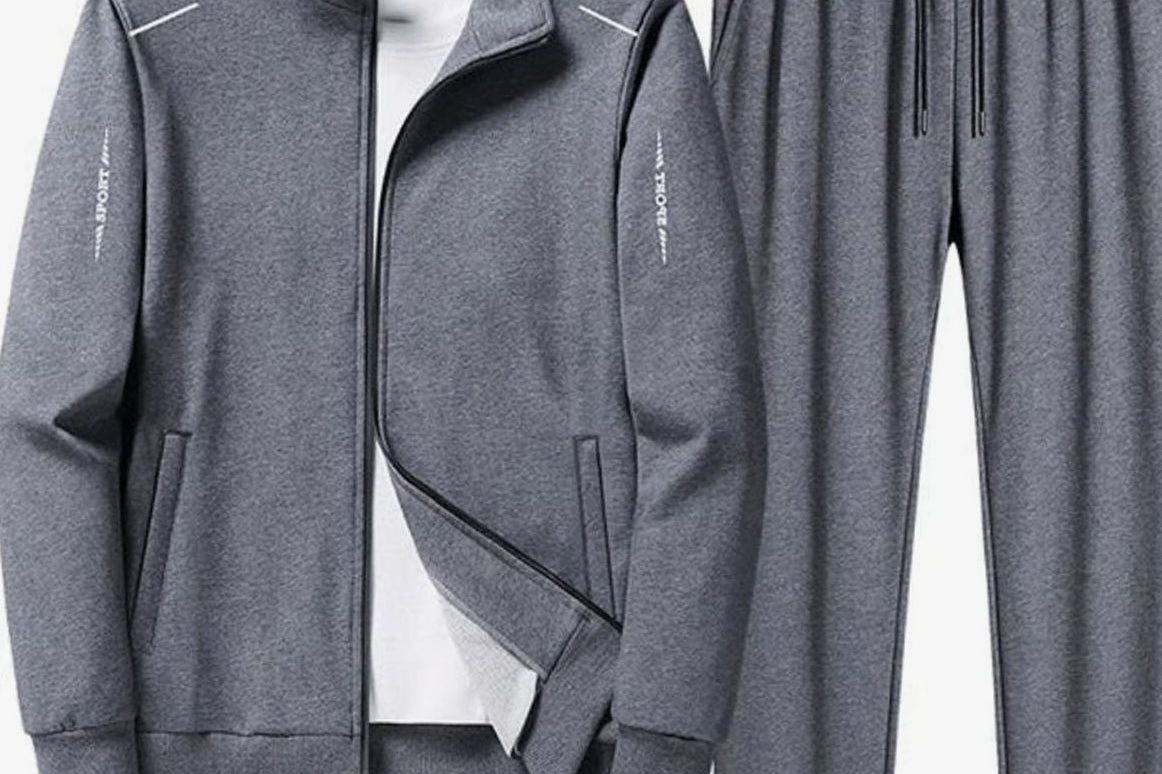 Booker - Men's Zip-Up Jacket and Jogger Tracksuit Set - Grey