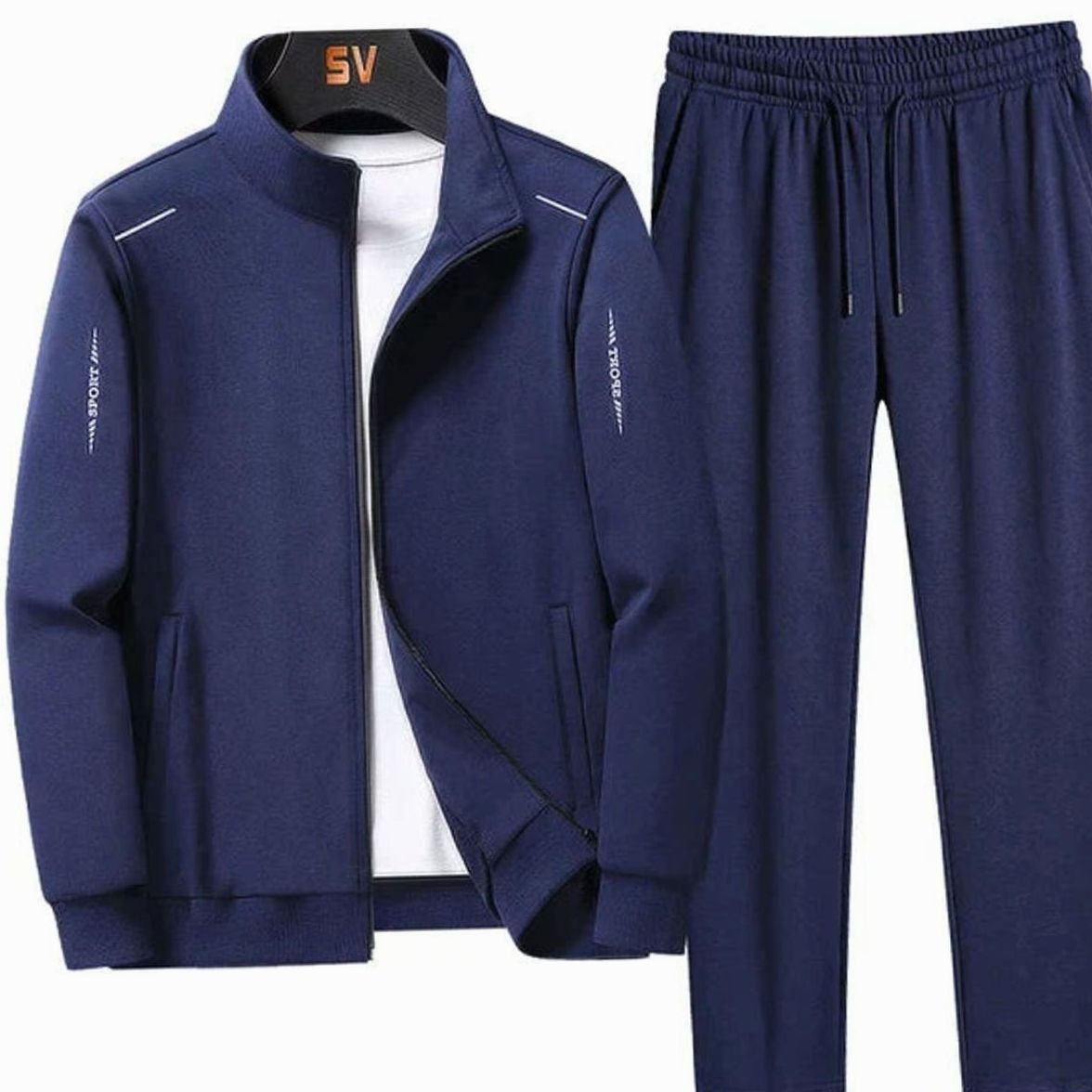 Booker - Men's Zip-Up Jacket and Jogger Tracksuit Set - Dark Blue