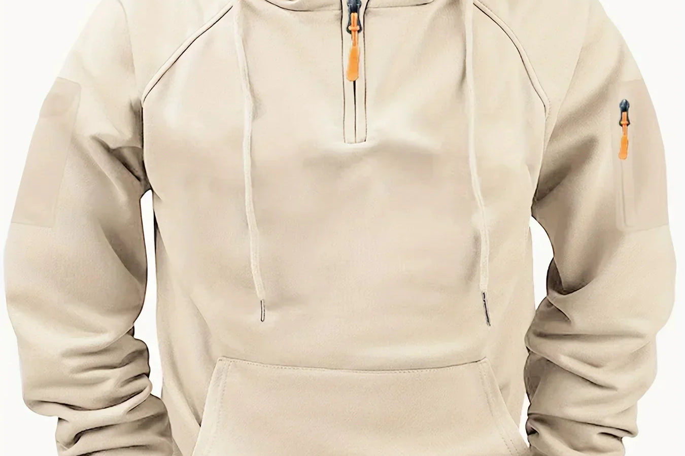 Bowen - Men's Lightweight Full-Zip Hoodie - Apricot