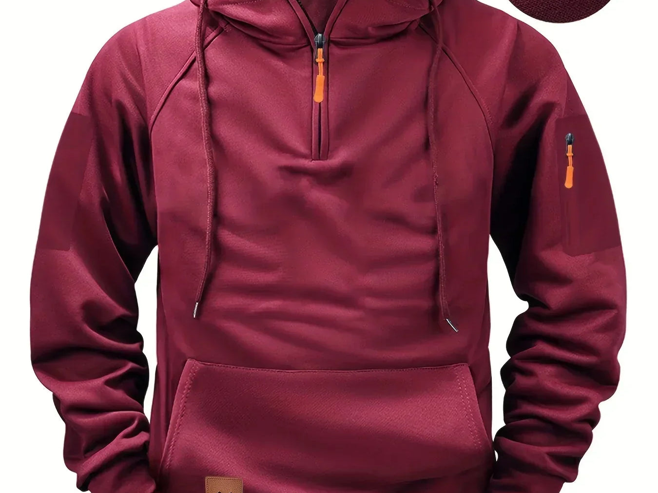 Bowen - Men's Lightweight Full-Zip Hoodie - Deep Red