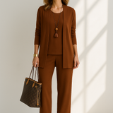 Braelyn - Women's Three-Piece Coordinated Pant Set - Brown