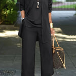 Braelyn - Women's Three-Piece Coordinated Pant Set - Black