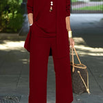 Braelyn - Women's Three-Piece Coordinated Pant Set - Burgundy